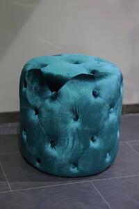 Smaragdovo modrá zamatová taburetka 44cm