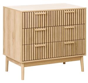 Komoda svetlé drevo MDF nohy z borovicového dreva 3 zásuvky úložný priestor škandinávsky moderný štýl predsieň spálňa