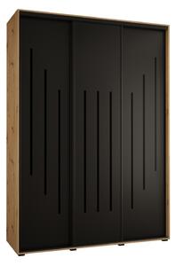 Šatníková skriňa ASIRI 8 - 170/60 cm, dub artisan / čierna / čierna
