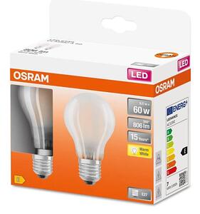 SADA 2x LED Žiarovka A60 E27/6,5W/230V 2700K - Osram