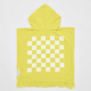Žltá detská plážová osuška s kapucňou Sunnylife Checkerboard, 3-6 rokov