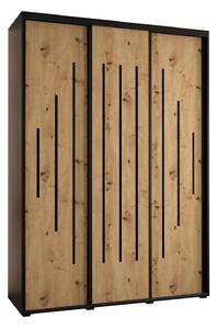 Šatníková skriňa ASIRI 12 - 180/45 cm, čierna / dub artisan / čierna