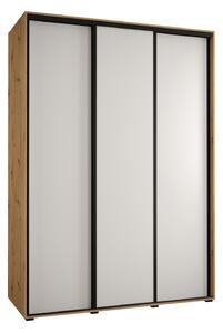 Šatníková skriňa YVONA 1 - 170/60 cm, dub artisan / biela / čierna