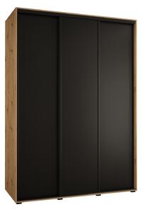 Šatníková skriňa YVONA 1 - 170/60 cm, dub artisan / čierna / čierna