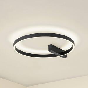 Lucande stropné LED svetlo Isalin, 60 cm, čierne, stmievateľné, Čierna, Obývacia izba / jedáleň, Hliník, Moderný, Závesné svietidlo