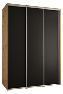 Šatníková skriňa ASIRI 1 - 180/60 cm, dub artisan / čierna / strieborná