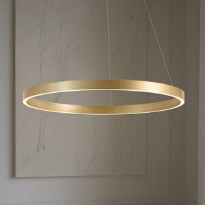 Lucande LED závesné svietidlo Yonam, Ø 80 cm, 1-pl., zlaté,, Mosadz / zlato, Obývacia izba / jedáleň, kov, Moderný