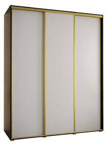 Šatníková skriňa YVONA 1 - 200/60 cm, čierna / biela / zlatá