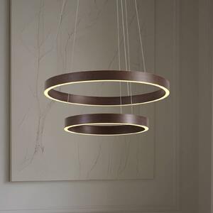 Lucande LED závesné svietidlo Yonam, Ø 60 cm, 2-pl., hnedé,, Hnedá / hrdzavá, Obývacia izba / jedáleň, kov, Moderný