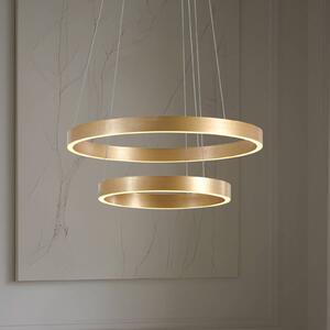 Lucande LED závesné svietidlo Yonam, Ø 60 cm, 2-pl., zlaté,, Mosadz / zlato, Obývacia izba / jedáleň, kov, Moderný