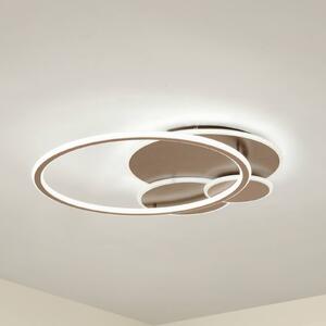 Lucande stropné LED svetlo Circulo, kávovo hnedé, stmievateľné, Hnedá / hrdzavá, Obývacia izba / jedáleň, kov, Moderný