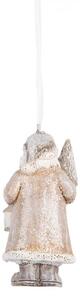 Béžová závesná dekorácia Santa držiaca lampáš - 5*4*9 cm - Clayre & Eef