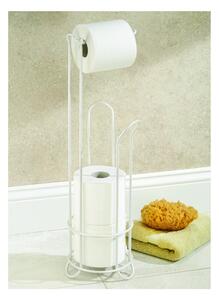 Biely kovový držiak na toaletný papier iDesign Classico, výška 60 cm