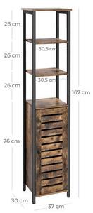 REGÁL, hnedá, čierna, uhlíková oceľ, 37/167/30 cm Boxxx - Online Only drobný nábytok, Online Only