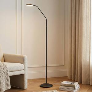 Lindby LED stojacia lampa Elvyn, čierne, nastaviteľné, Čierna, Obývacia izba / jedáleň, kov, Moderný
