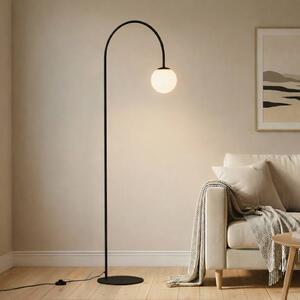 Stojacia lampa Nova, sklo/kov, čierna/biela, výška 155 cm, Čierna, Obývacia izba / jedáleň, kov, Moderný, Guľa