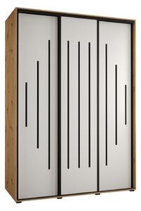 Šatníková skriňa ASIRI 12 - 170/60 cm, dub artisan / biela / čierna