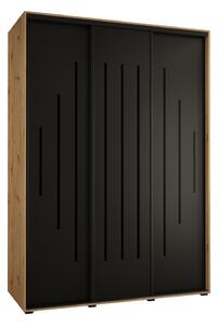 Šatníková skriňa ASIRI 12 - 170/60 cm, dub artisan / čierna / čierna