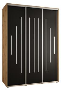 Šatníková skriňa ASIRI 12 - 170/60 cm, dub artisan / čierna / strieborná