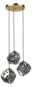 Luster na lanku CRISTAL 3xE14/15W/230V mosadz/dymová čierna
