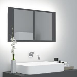 LED kúpeľňová zrkadlová skrinka sivá 80x12x45 cm