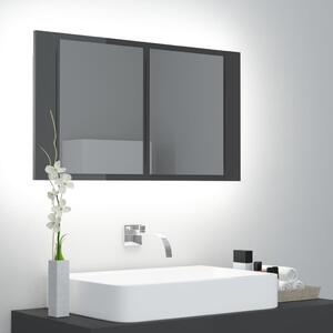 LED kúpeľňová zrkadlová skrinka lesklá sivá 80x12x45 cm akryl