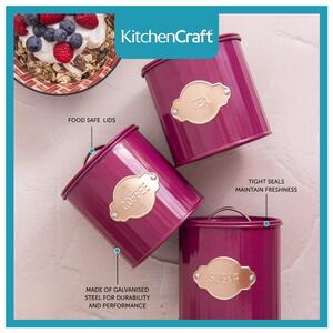 Červené oceľové dózy na potraviny v súprave 3 ks - Kitchen Craft