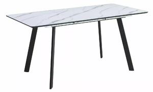 BARI stôl 120(160)X80, biely efekt mramoru/nohy čierny mat
