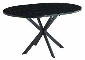 GASTON stôl jedálenský 100(135)x100cm, čierny efekt mramoru/čierny