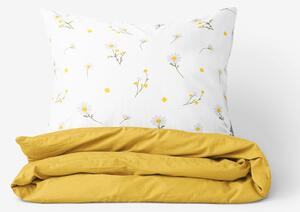 Goldea bavlnené posteľné obliečky duo - harmanček s medovo žltou 200 x 200 a 2ks 70 x 90 cm (šev v strede)