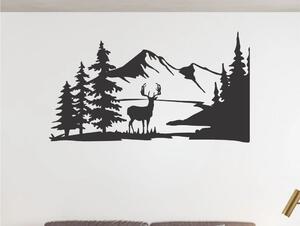 Drevený obraz na stenu - Jeleň hory - 40cm