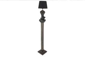 Dizajnová vintage čierna stojaca lampa Antica v tvare antického stĺpa s bustou Dávida s okrúhlym textilným tienidlom 120 cm