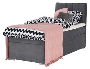 KONDELA Boxspringová posteľ, jednolôžko, sivá, 90x200, pravá, AMIS
