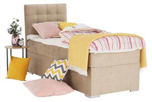 KONDELA Boxspringová posteľ, jednolôžko, svetlohnedá, 90x200, ľavá, DANY