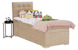 KONDELA Boxspringová posteľ, jednolôžko, svetlohnedá, 80x200, ľavá, DANY