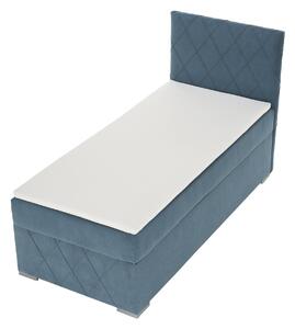KONDELA Boxspringová posteľ, jednolôžko, modrá, 90x200, pravá, PAXTON