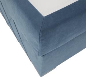 KONDELA Boxspringová posteľ, jednolôžko, modrá, 90x200, pravá, PAXTON