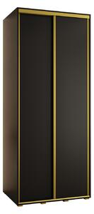 Šatníková skriňa YVONA 1 - 100/60 cm, čierna / zlatá
