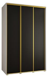 Šatníková skriňa YVONA 1 - 150/60 cm, biela / čierna / zlatá