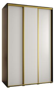 Šatníková skriňa YVONA 1 - 150/60 cm, čierna / biela / zlatá