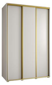 Šatníková skriňa YVONA 1 - 150/60 cm, biela / zlatá