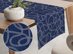 Biante Bavlnený behúň na stôl Sandra SA-085 Povrázkový ornament na modrom 45x180 cm
