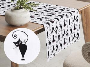 Biante Detský bavlnený behúň na stôl Sandra SA-019 Čierne mačky 20x140 cm