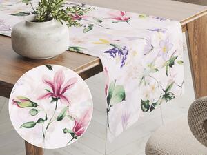 Biante Bavlnený behúň na stôl Sandra SA-287 Mix kvetov na bielom 35x180 cm