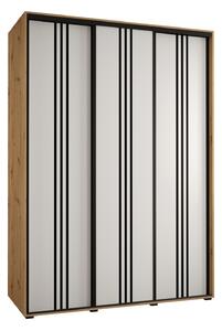 Šatníková skriňa YVONA 6 - 170/60 cm, dub artisan / biela / čierna