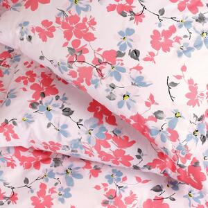 Goldea bavlnené posteľné obliečky - ružové a modrosivé kvety 140 x 200 a 70 x 90 cm