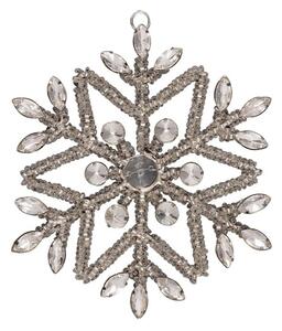 Kovová vianočná ozdoba Snowflake Crystal Silver 12 cm