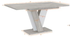 Rozkladací jedálenský stôl Timber biely lesk/čierne lesklé hrany