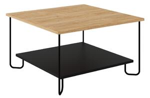 Konferenčný stolík s doskou v dubovom dekore v čierno-prírodnej farbe 80x80 cm Tonka – Marckeric