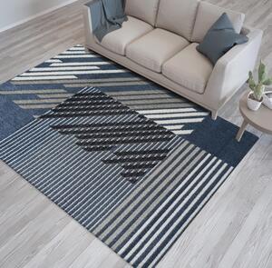 Dizajnový koberec modrej farby s pruhmi Modrá